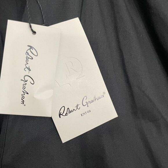 Robert Graham Mila Blouse Women L Black Puff Sleeve Button Front NEW - Picture 5 of 13